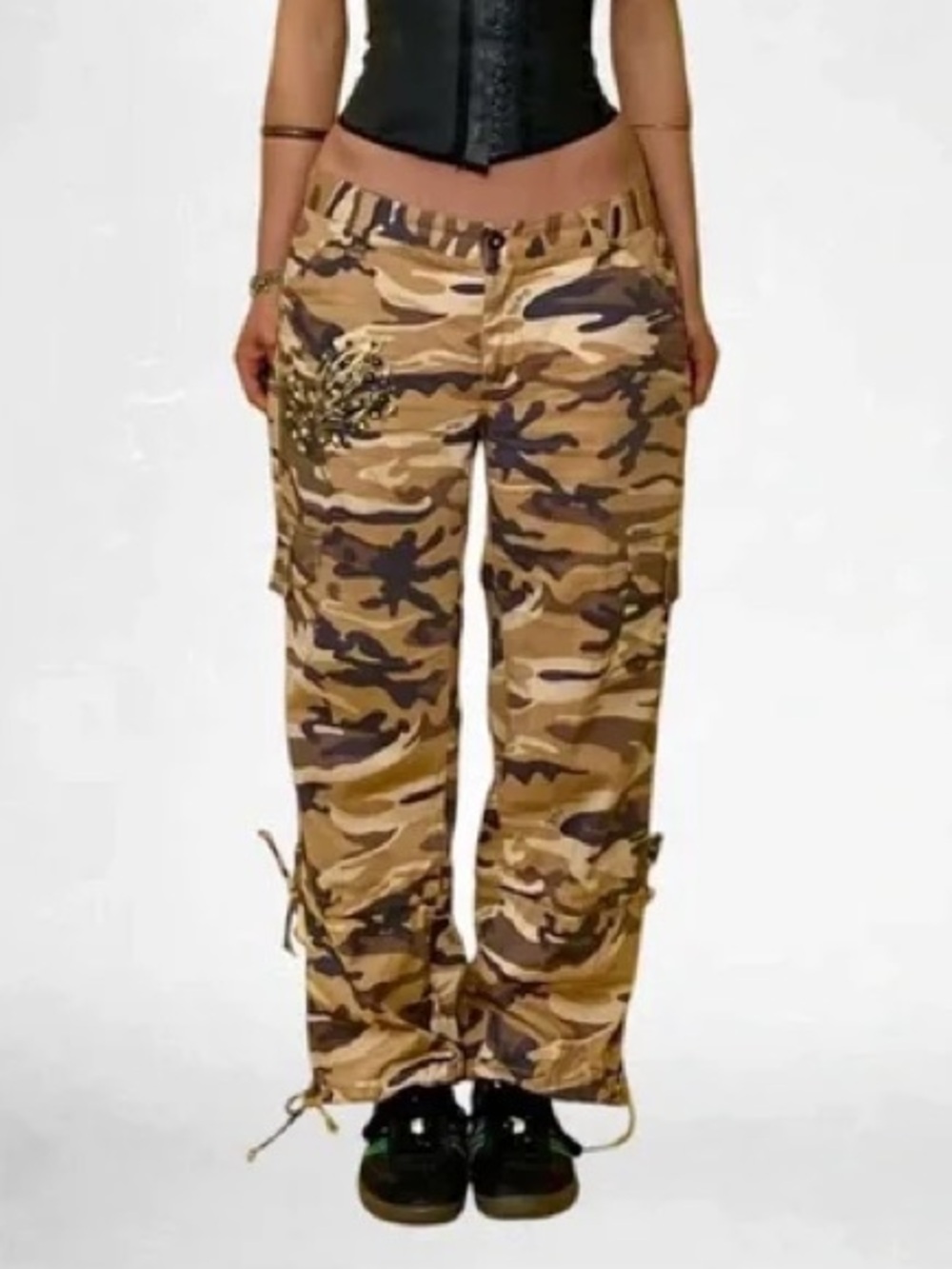 Baby Phat Brown Camouflage Baggy Denim Cargo Pants